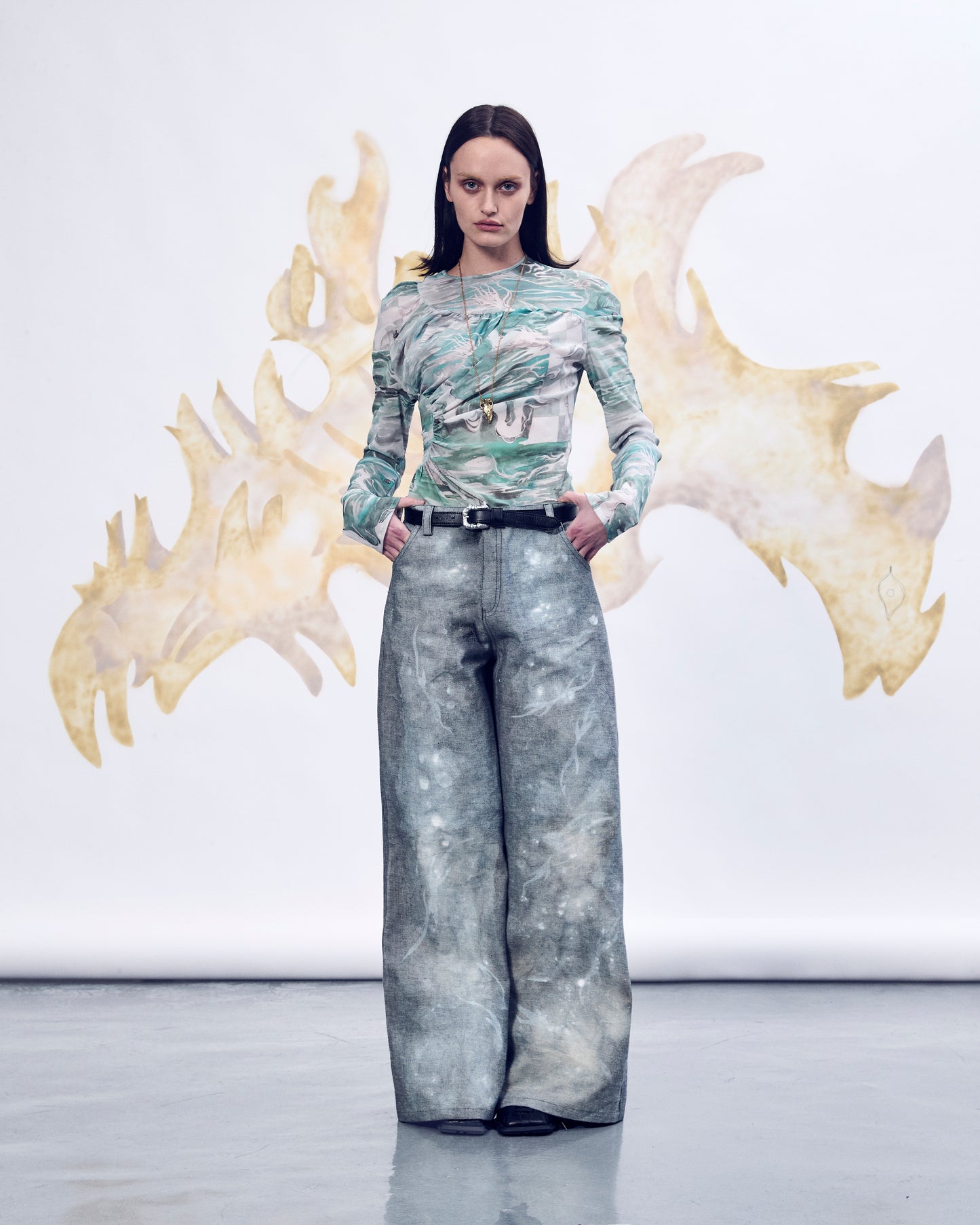 Chessboard watercolor long sleeves top