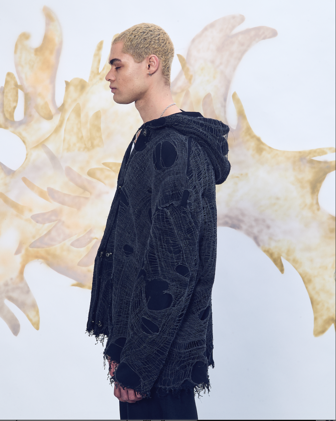 Draped knit oversize hoodie / coat