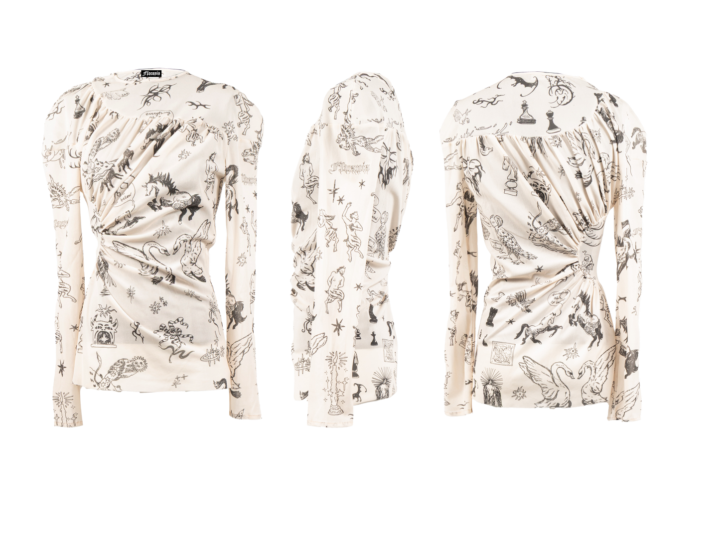 Tribal Tattoos draped long sleeves top