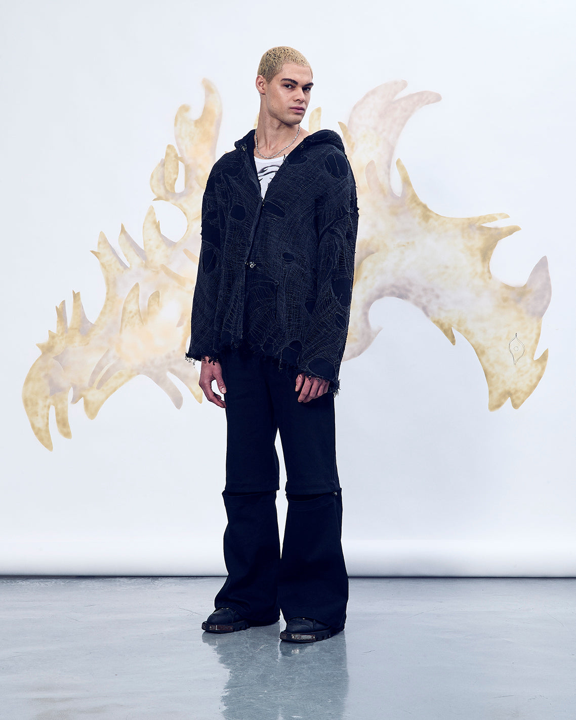 Draped knit oversize hoodie / coat