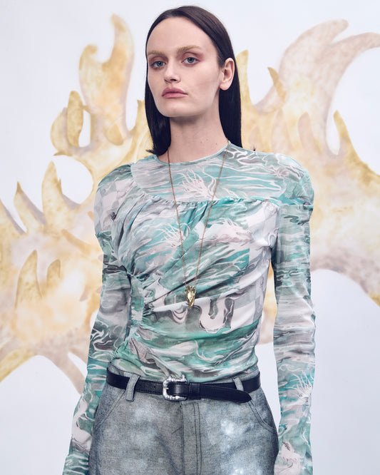 Chessboard watercolor long sleeves top