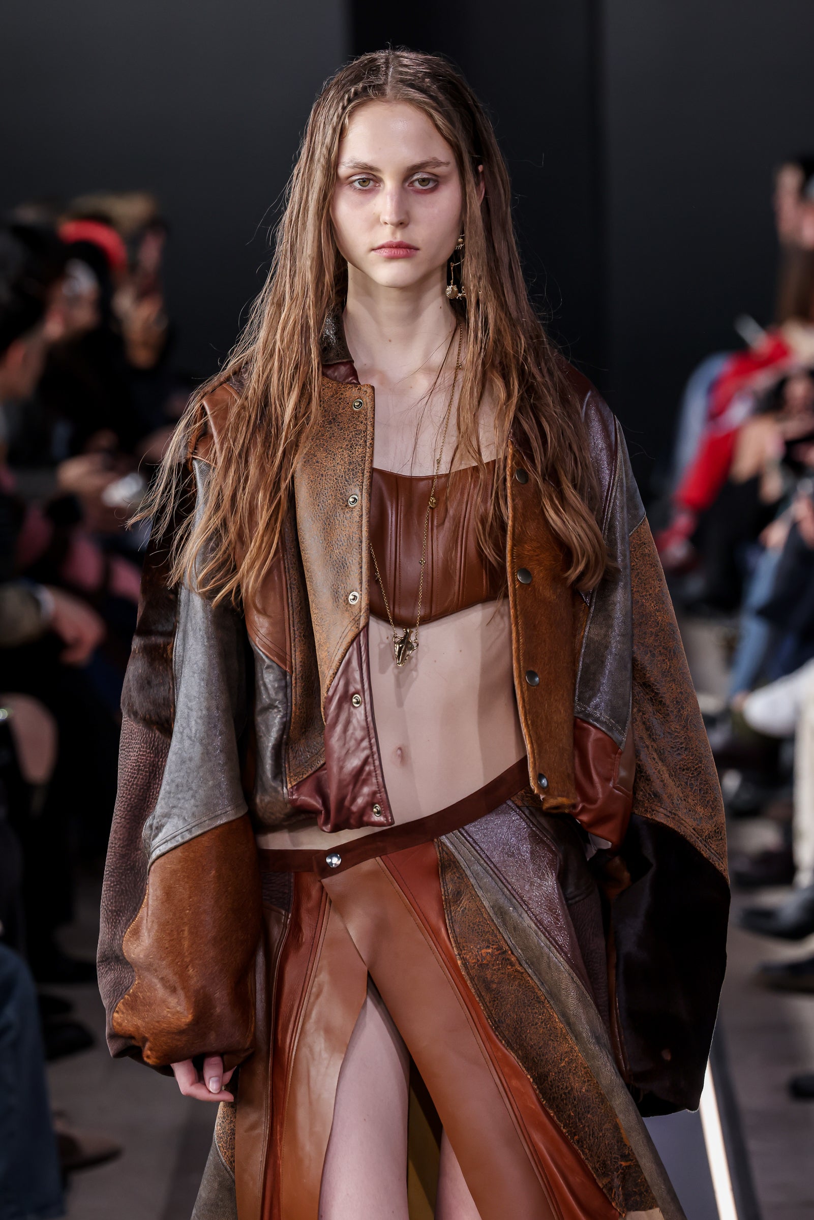 Tessellated leather skirt