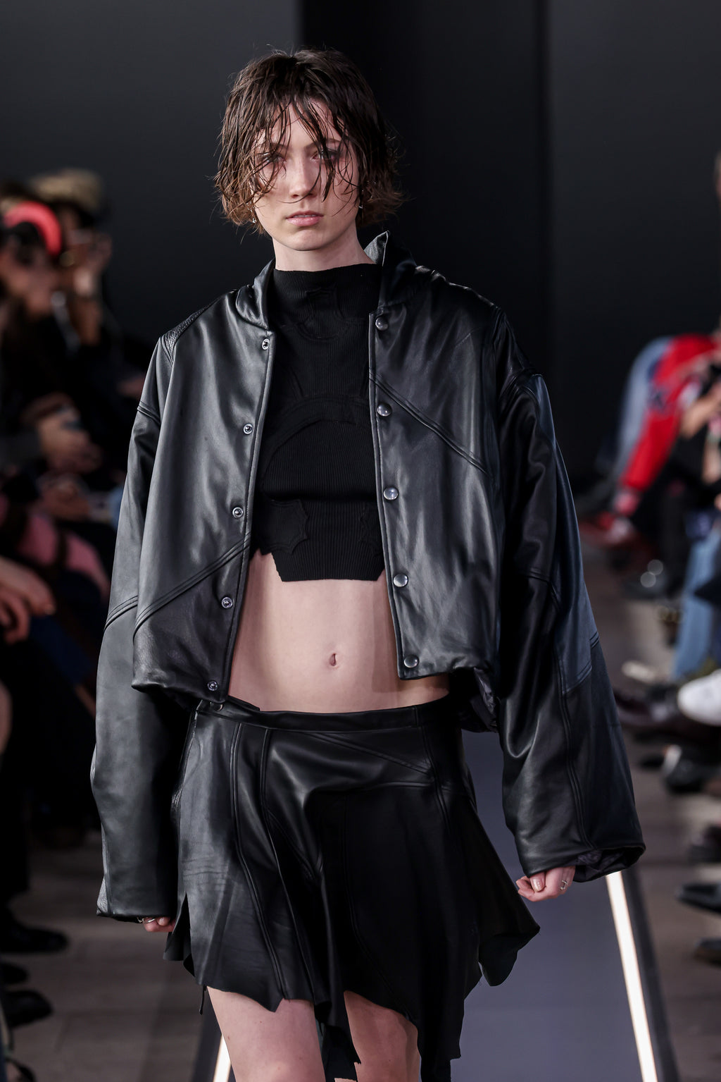 Slate leather skirt