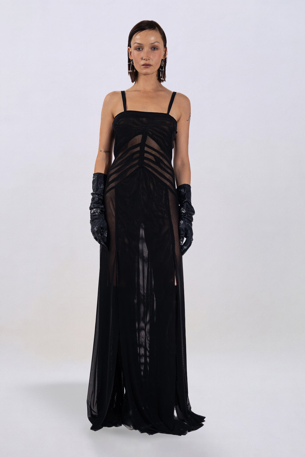 Leonora sheer paneled dress