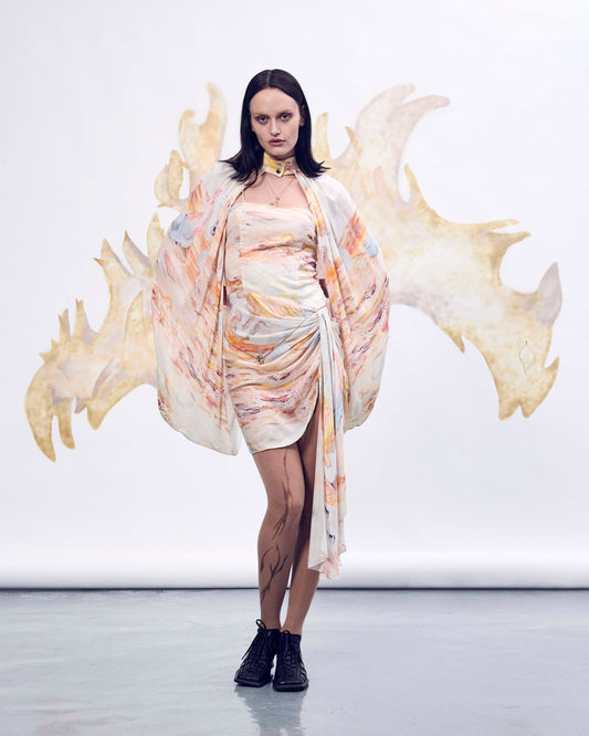 Dragon deconstructed cape dress
