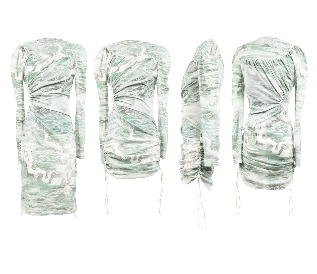 Chessboard Watercolors adjustable mini dress