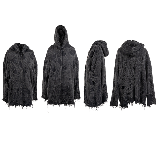 Draped knit oversize hoodie / coat