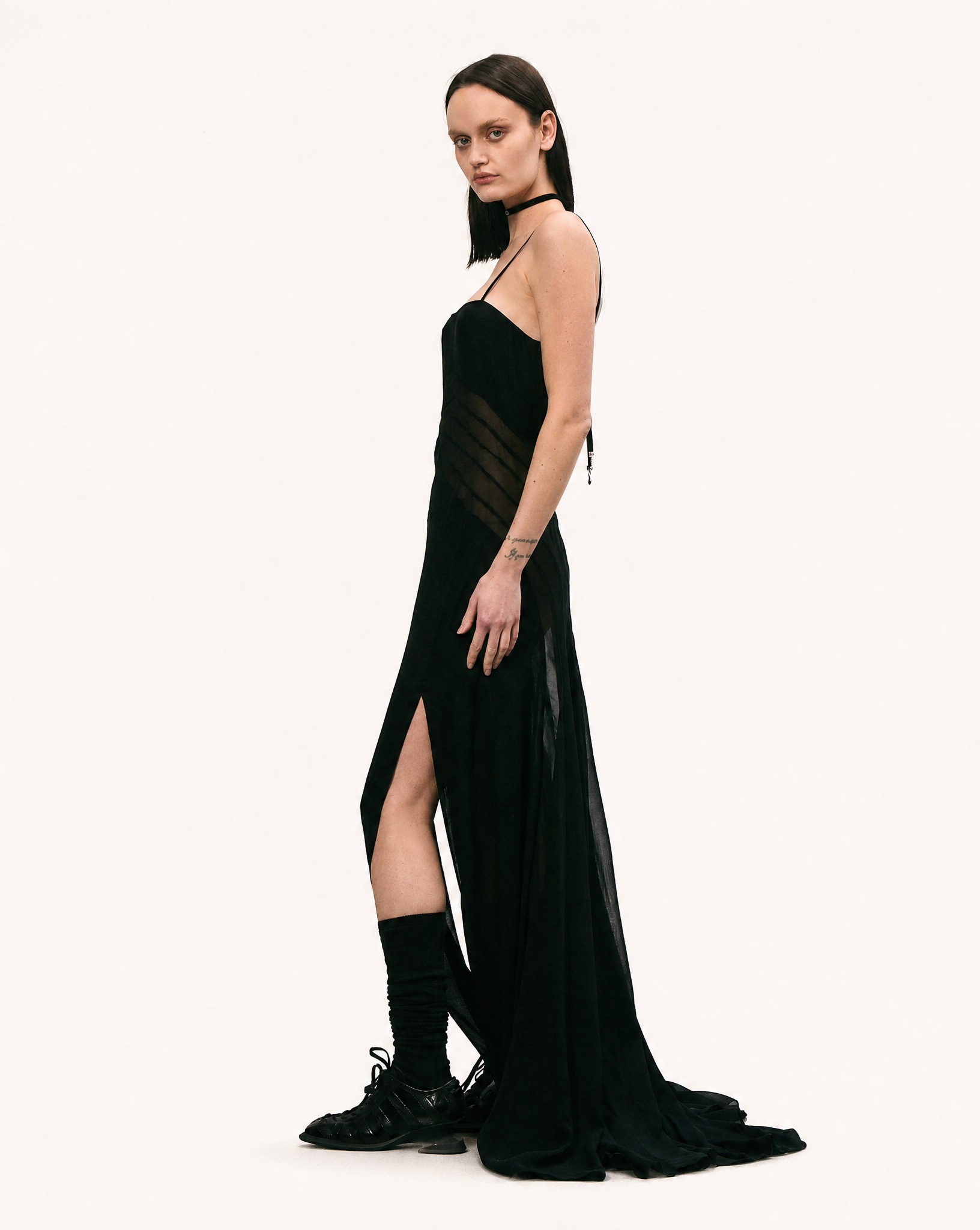 Nigredo sheer paneled dress