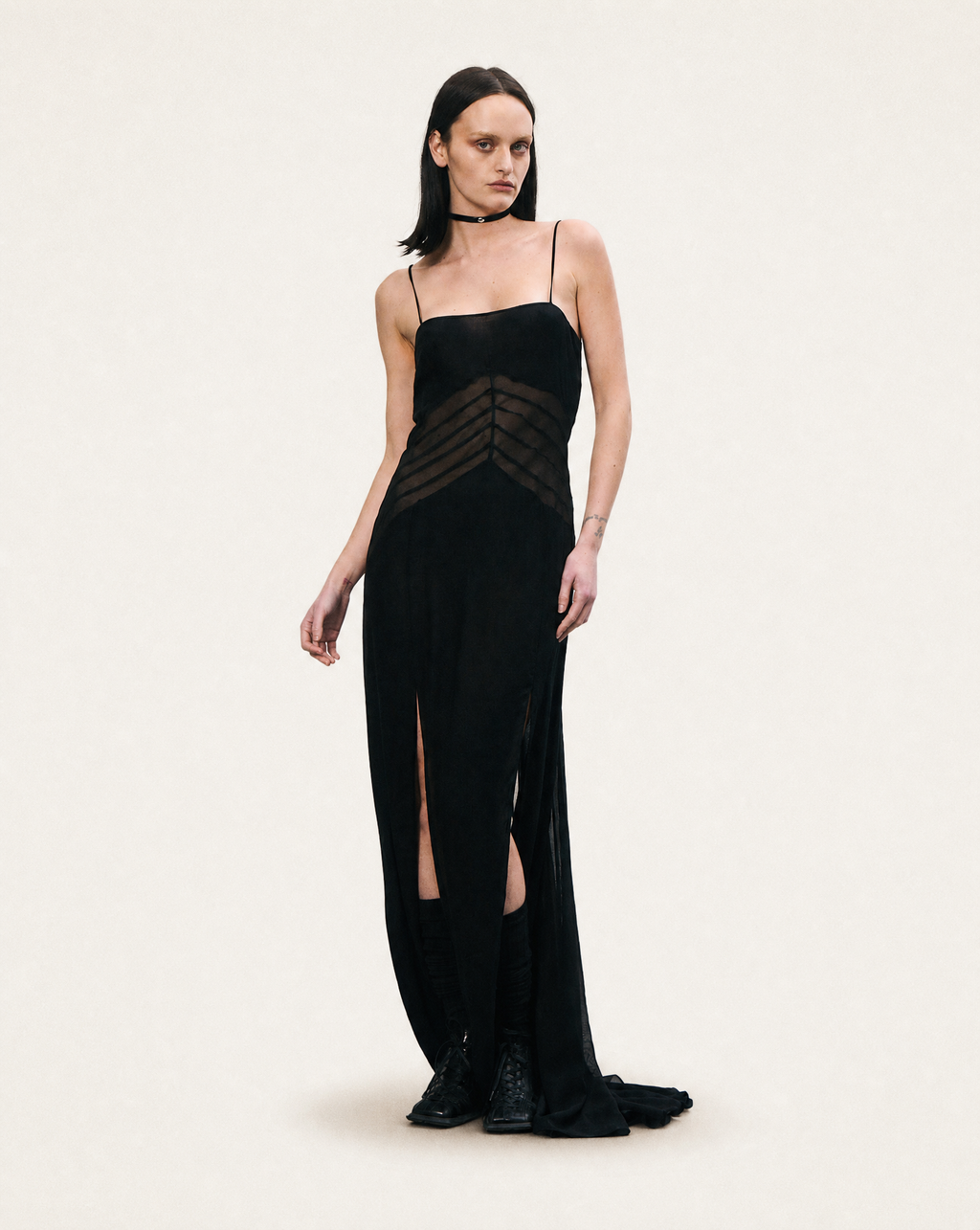 Nigredo sheer paneled dress