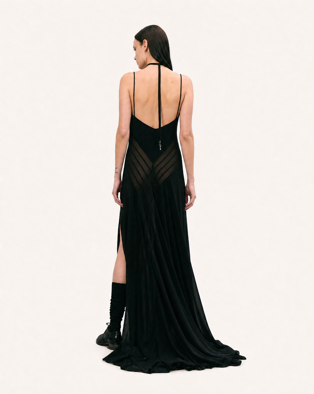 Nigredo sheer paneled dress