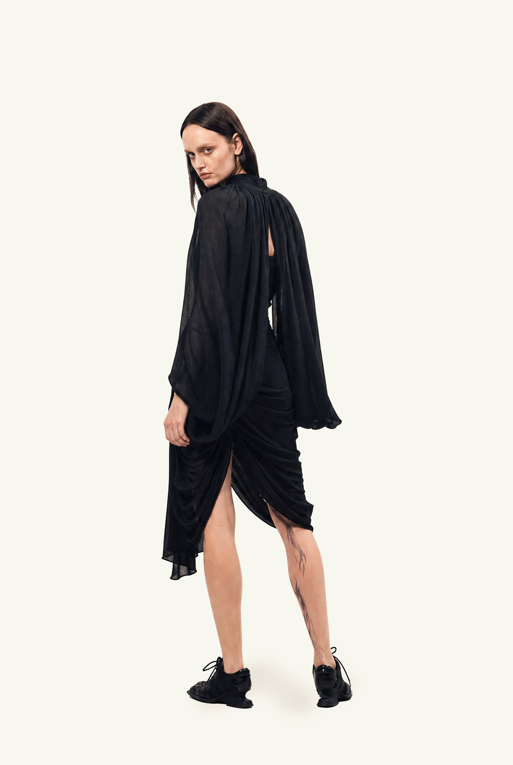 Calcinazione black cape dress