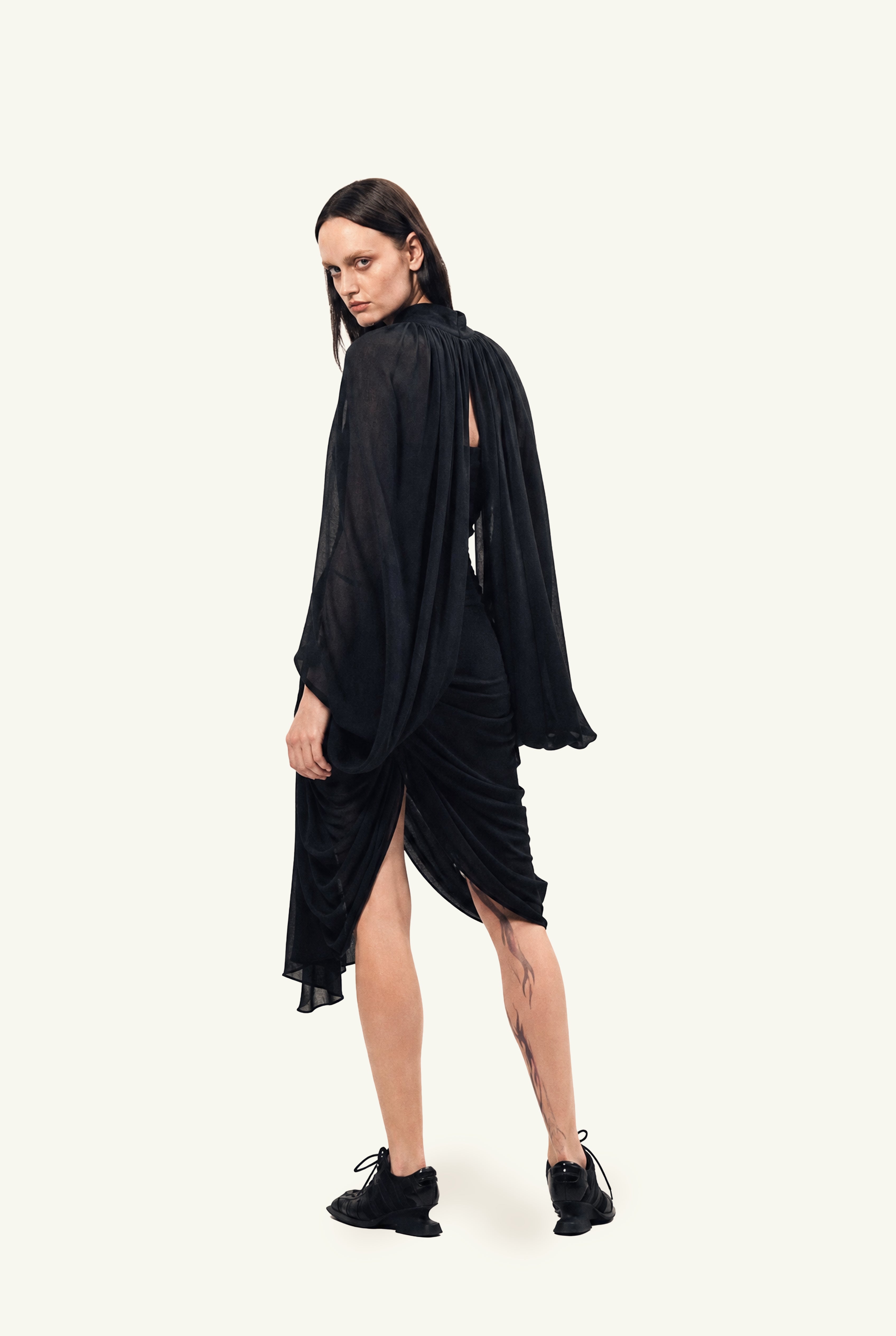 Calcinazione black cape dress