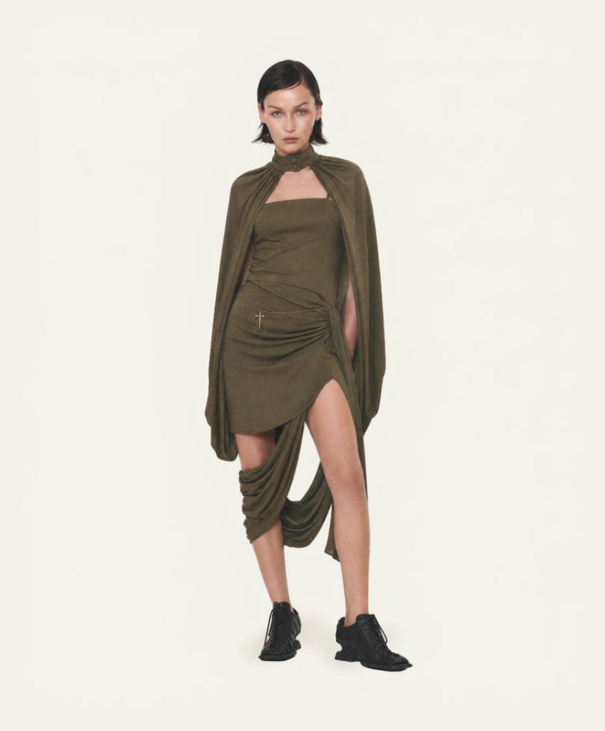 Calcinazione olive cape dress