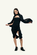 Calcinazione black cape dress