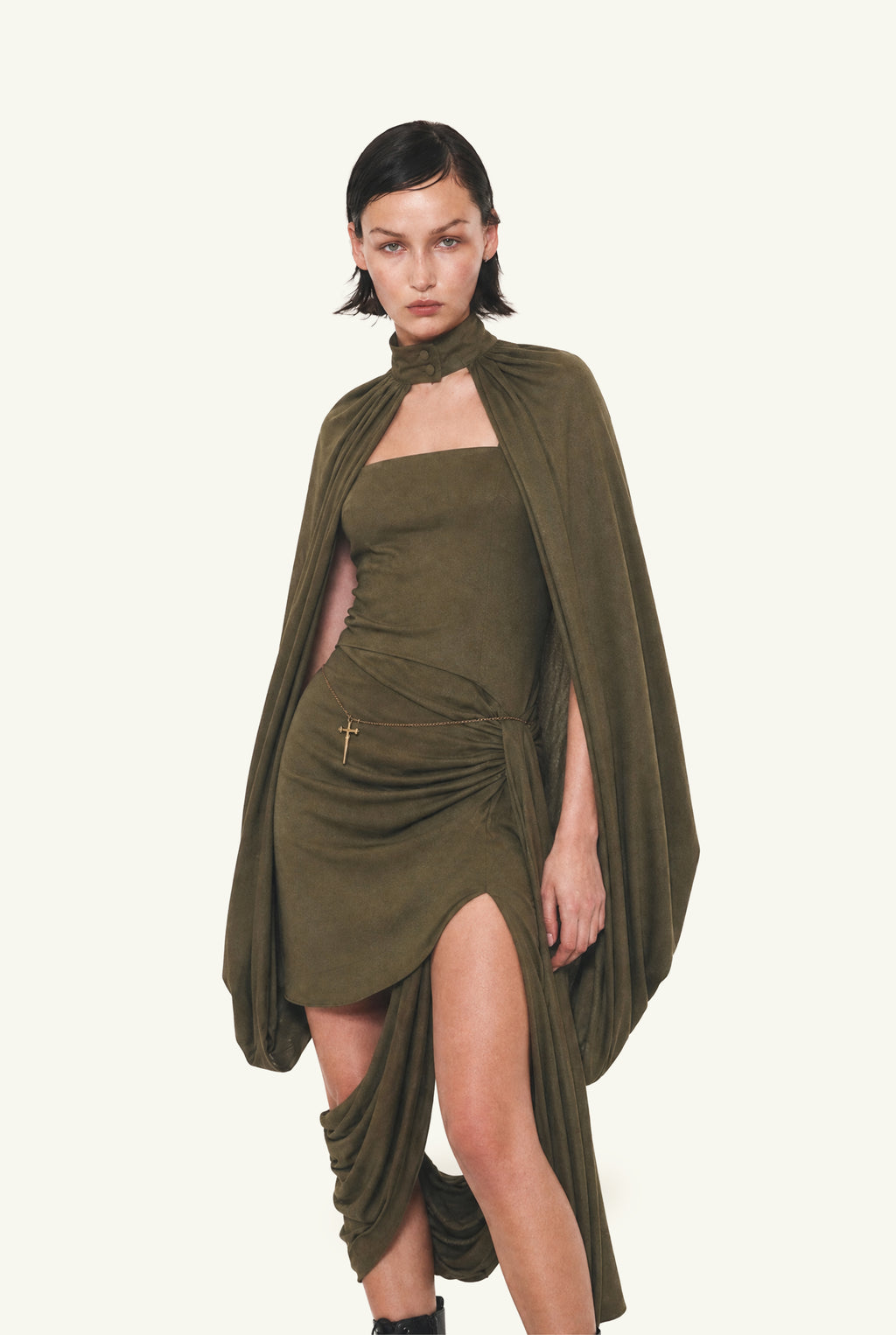 Calcinazione olive cape dress