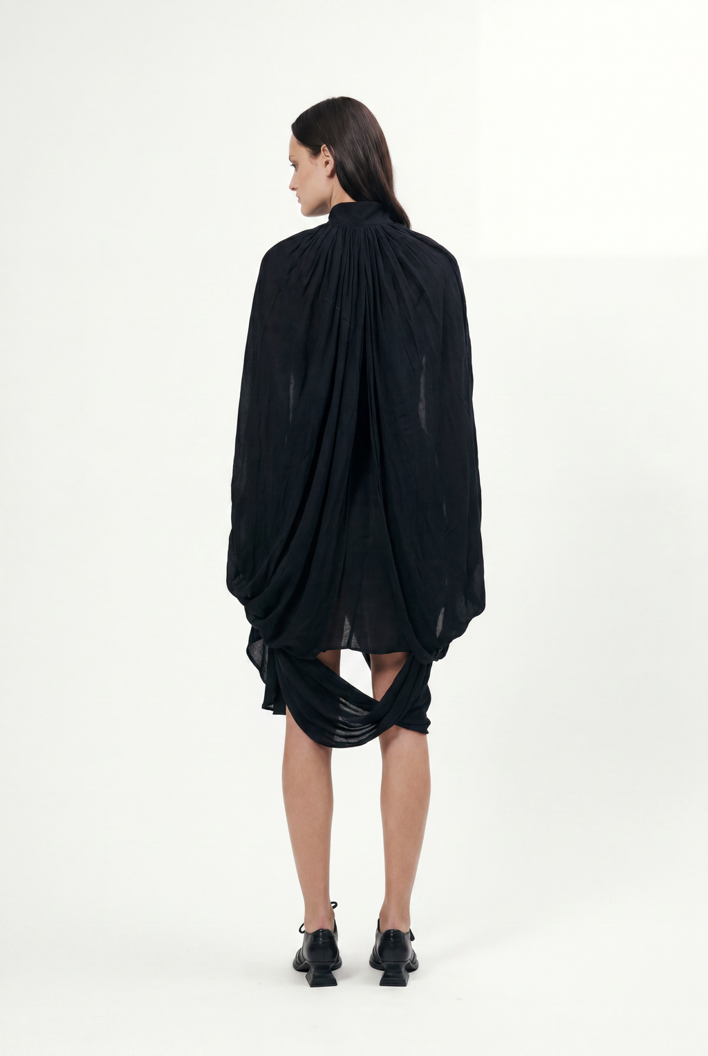 Calcinazione black cape dress