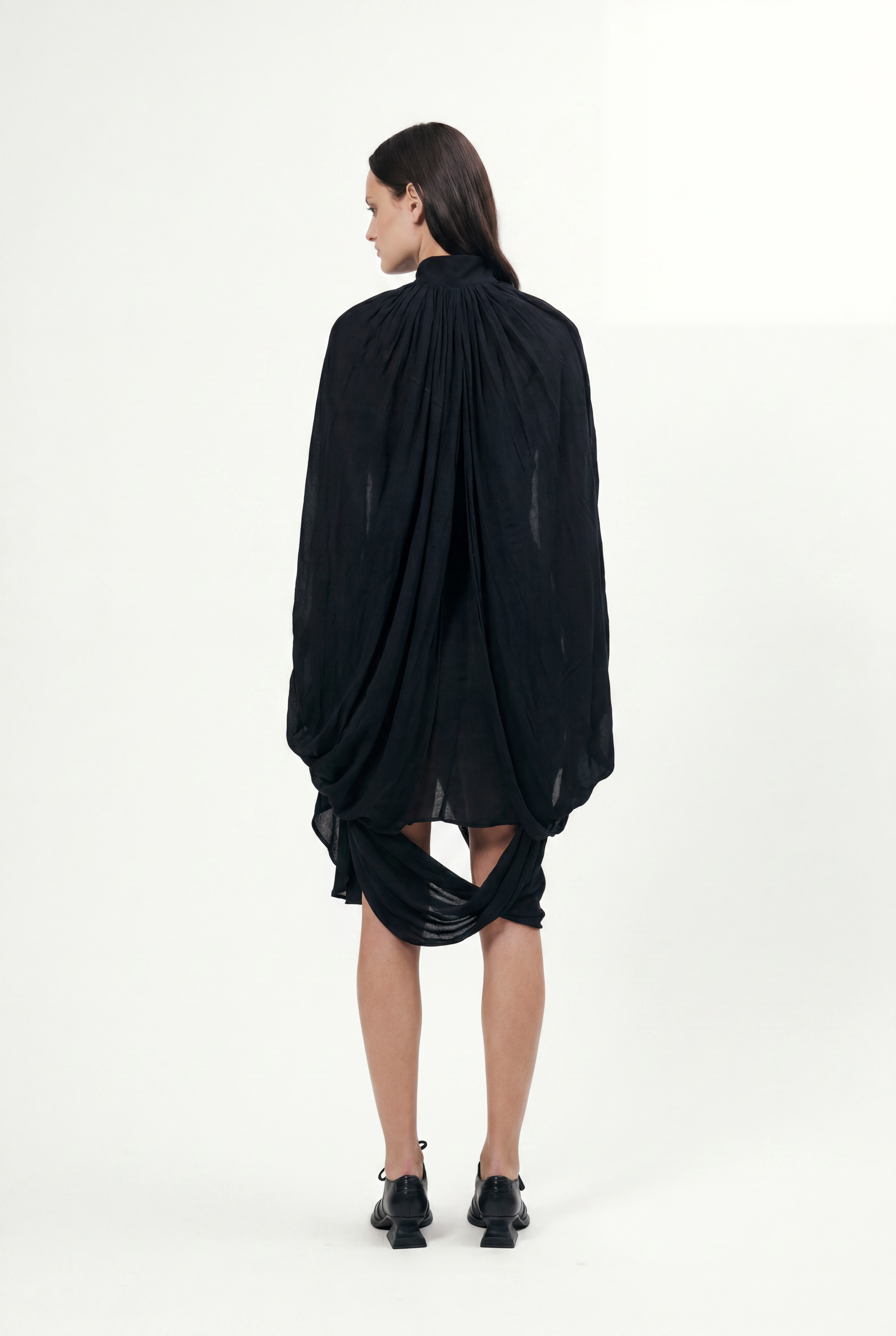 Calcinazione black cape dress