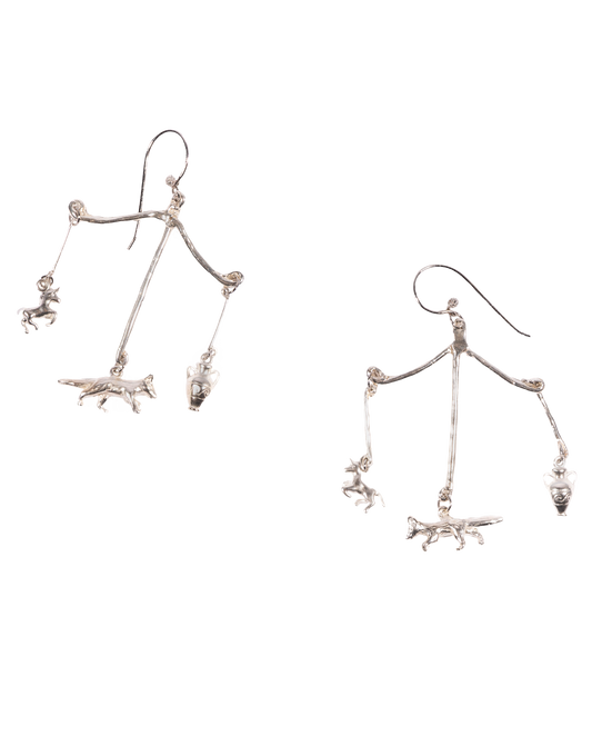 Fox and Amphora silver earrings