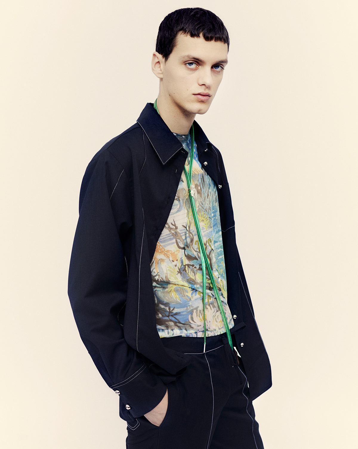 Black 'pyjama' trousers