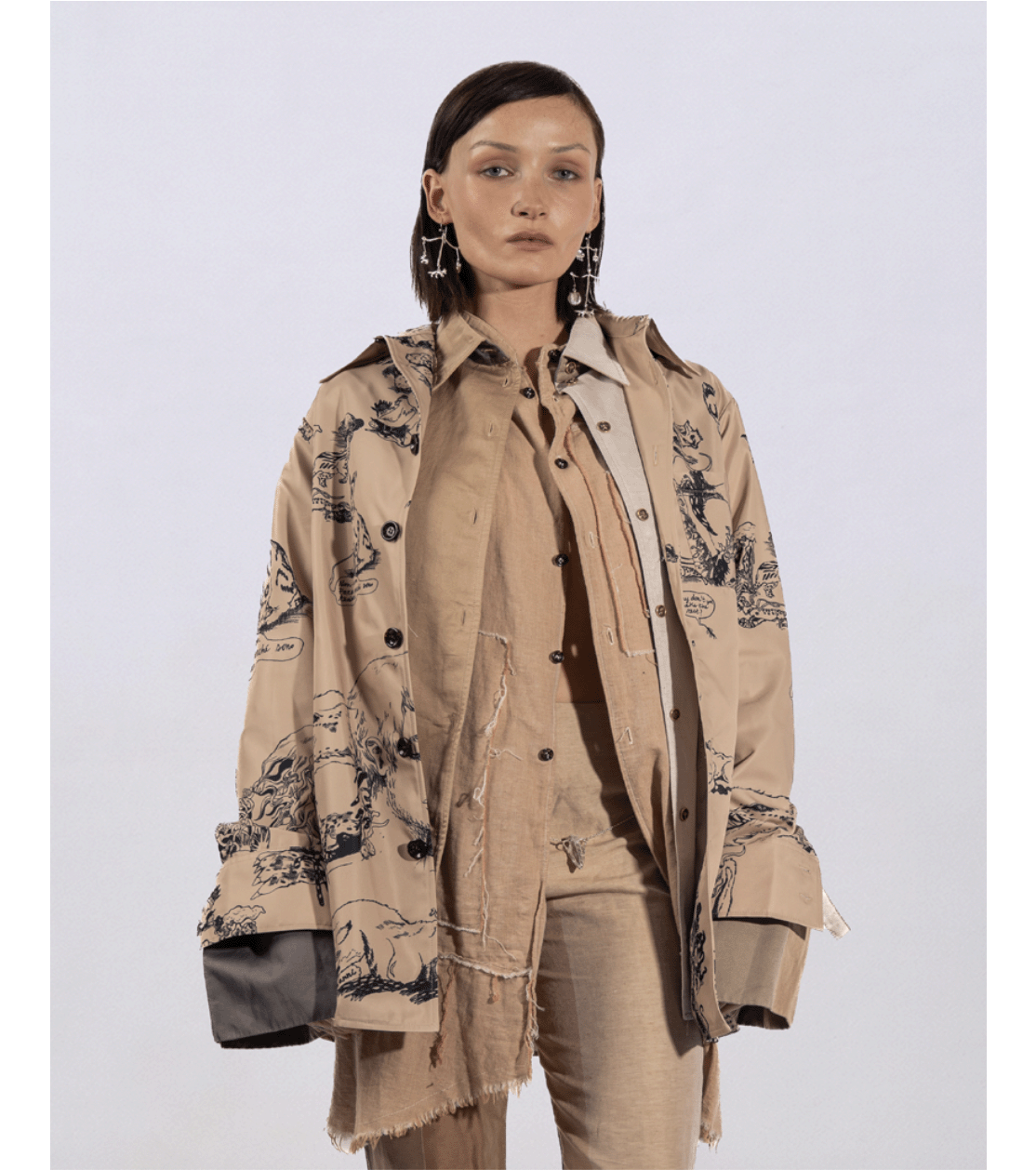 Fox and Amphora silver earrings