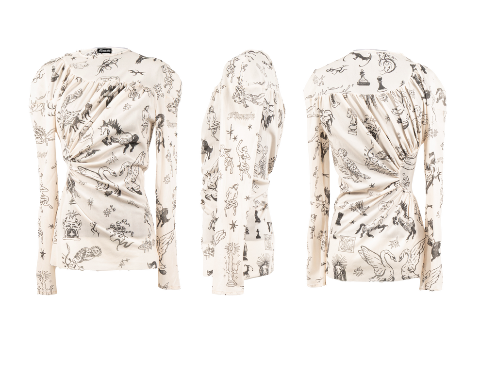 Tribal Tattoos draped long sleeves top