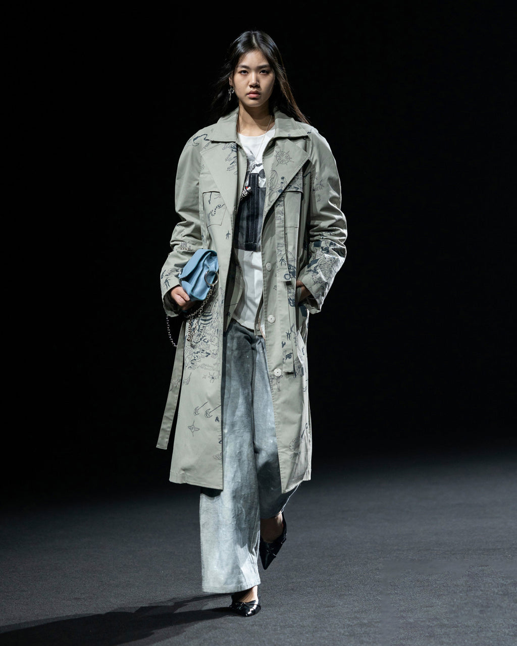 Membrane oversized trench coat