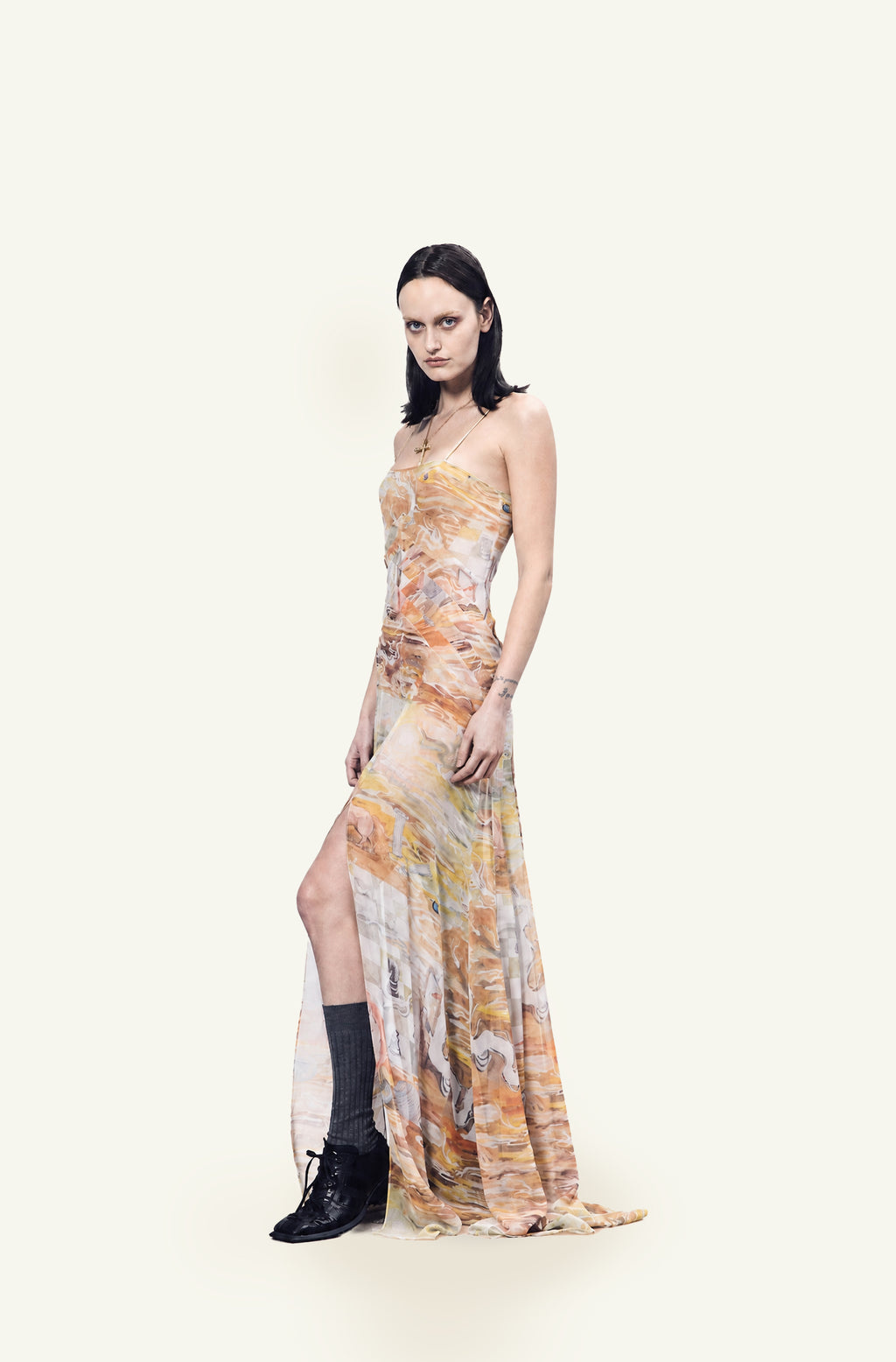 Horses sheer paneled dress