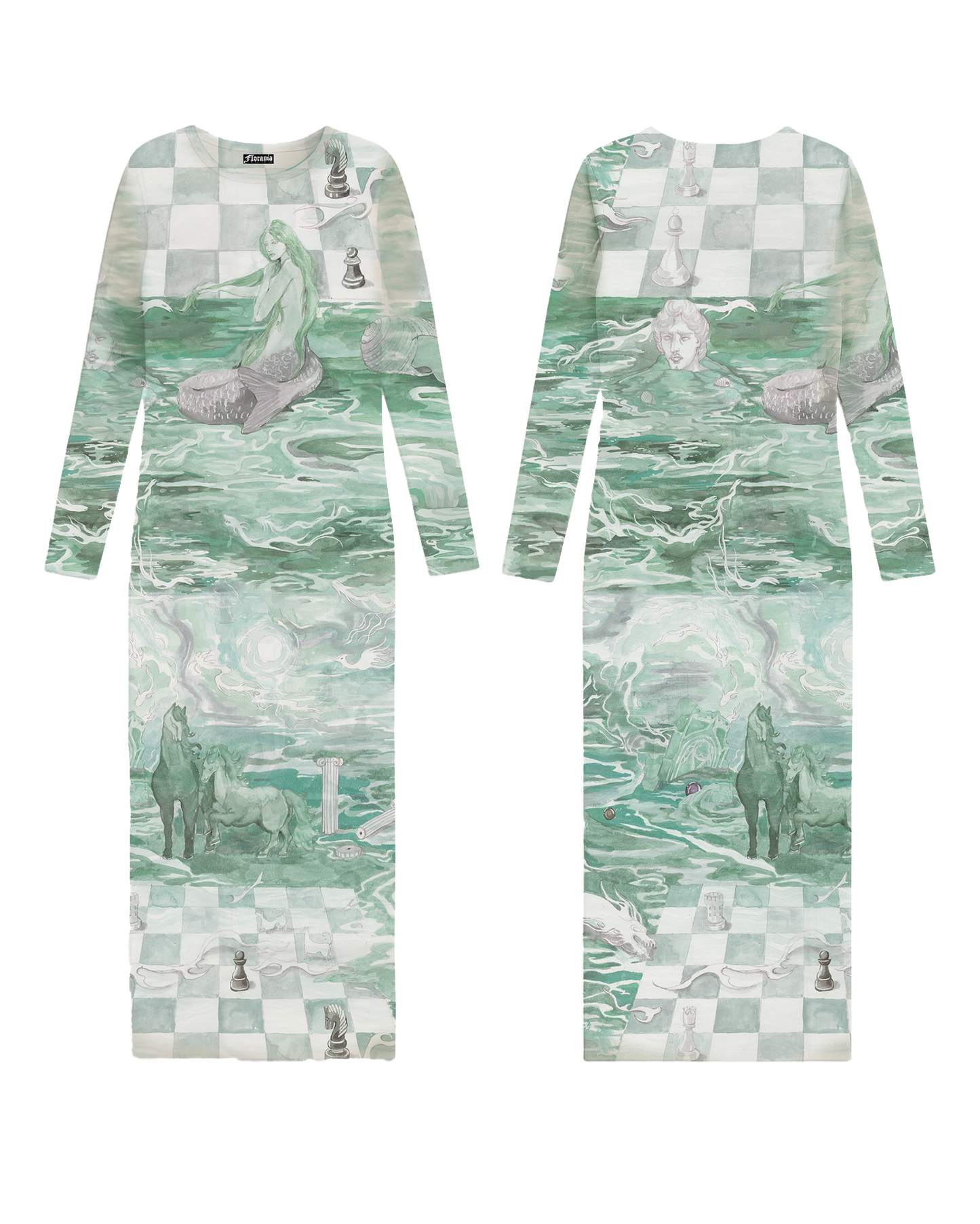 Dora Aqua long sleeves dress