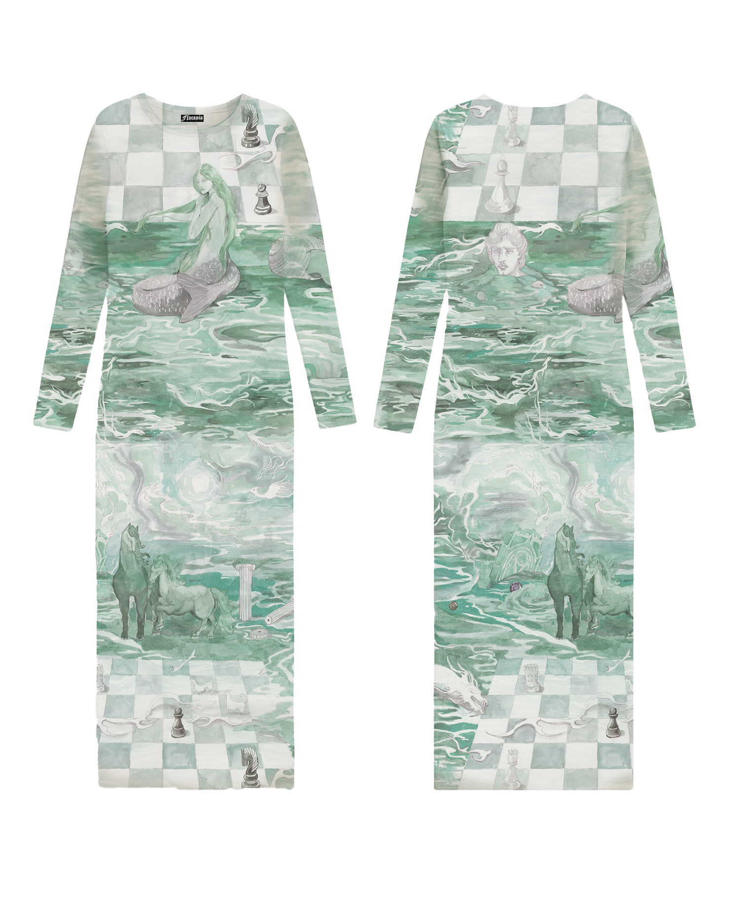 Dora Aqua long sleeves dress