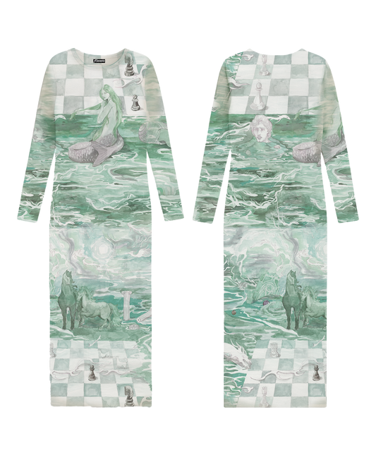 Dora Aqua long sleeves dress