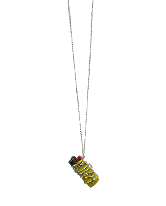 Silver pleated lighter holder