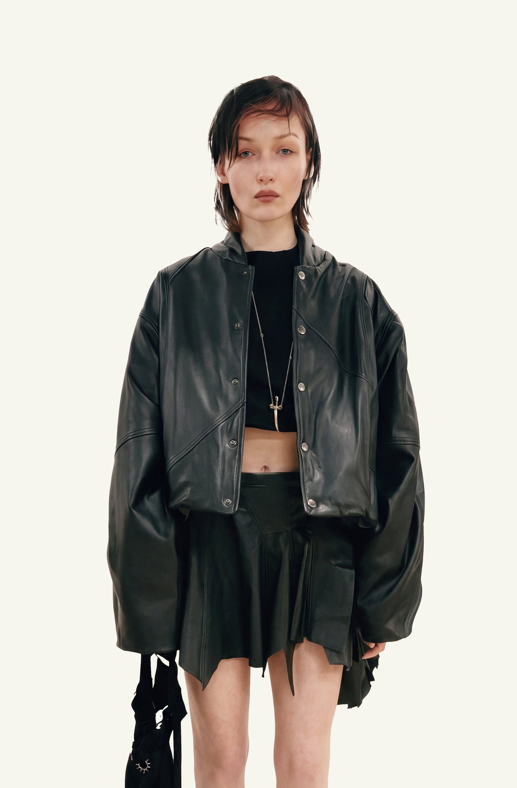 Slate leather skirt