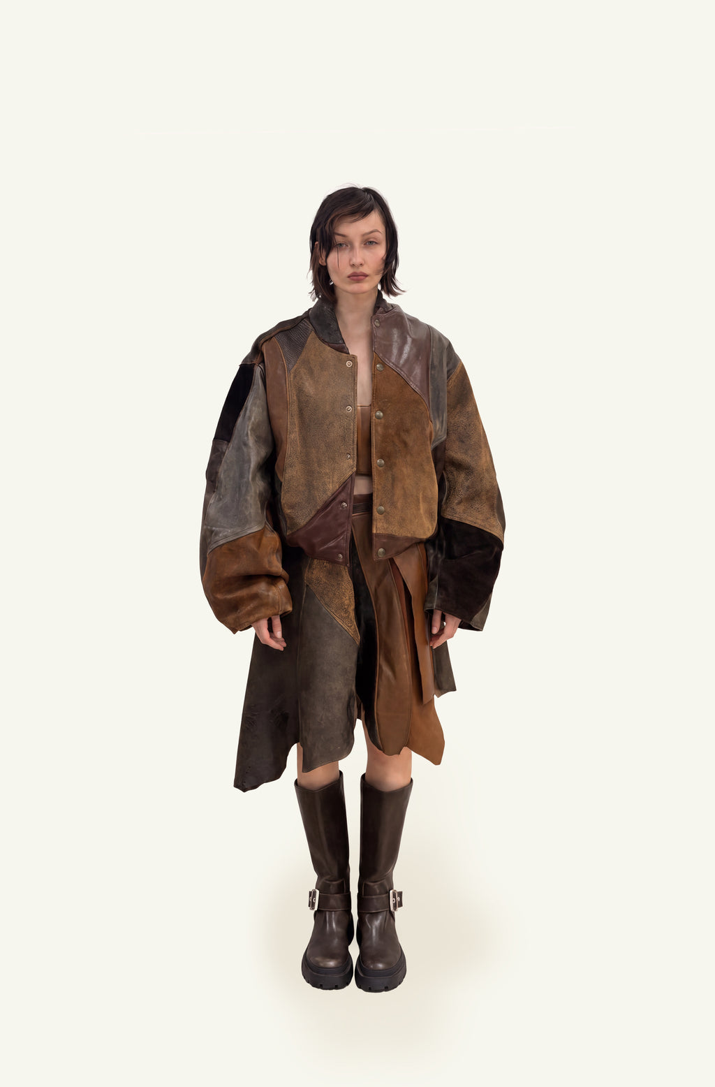 Tessellated leather skirt