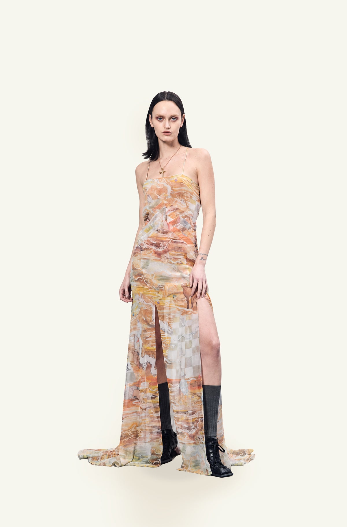 Horses sheer paneled dress