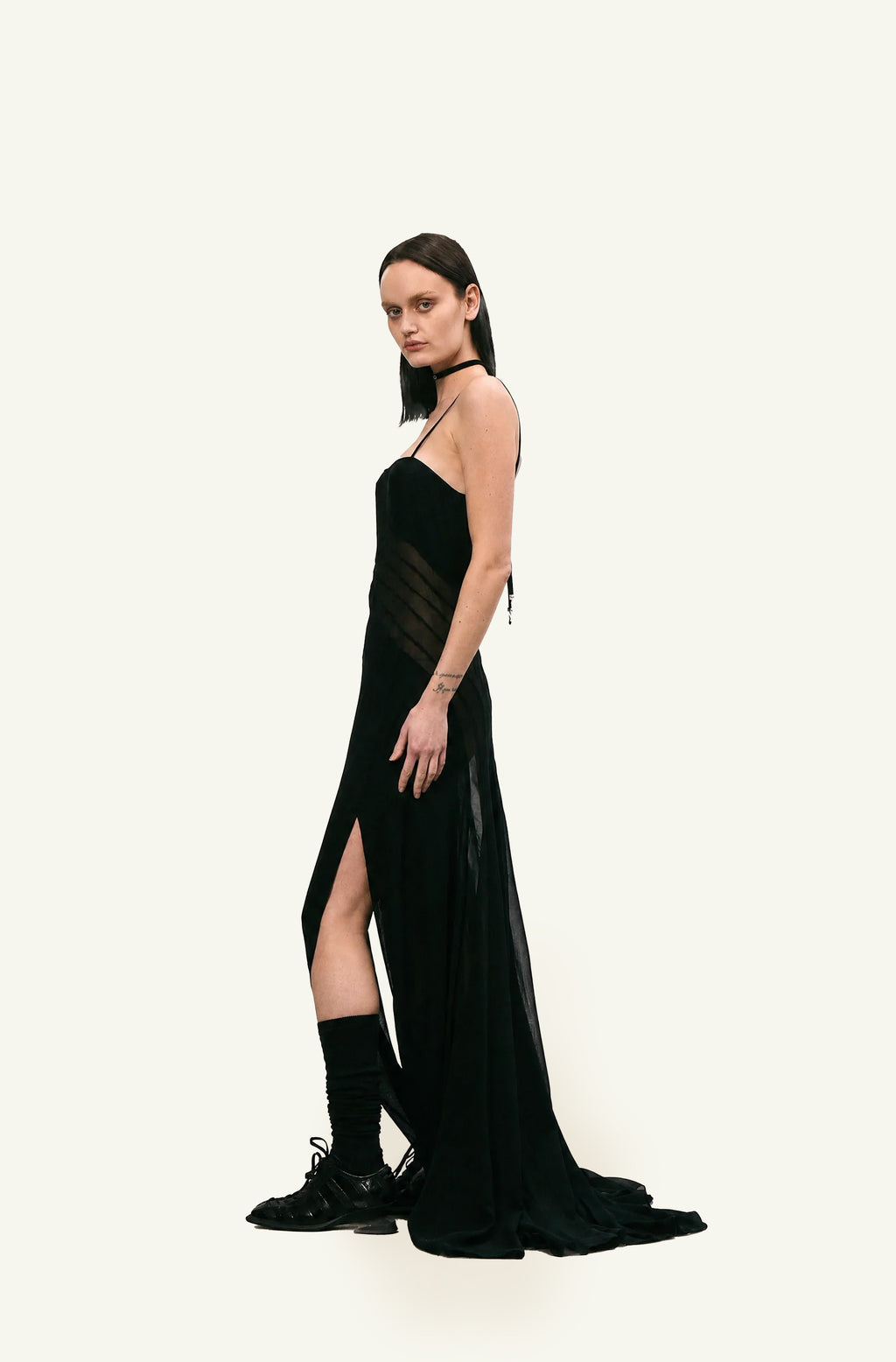 Nigredo sheer paneled dress