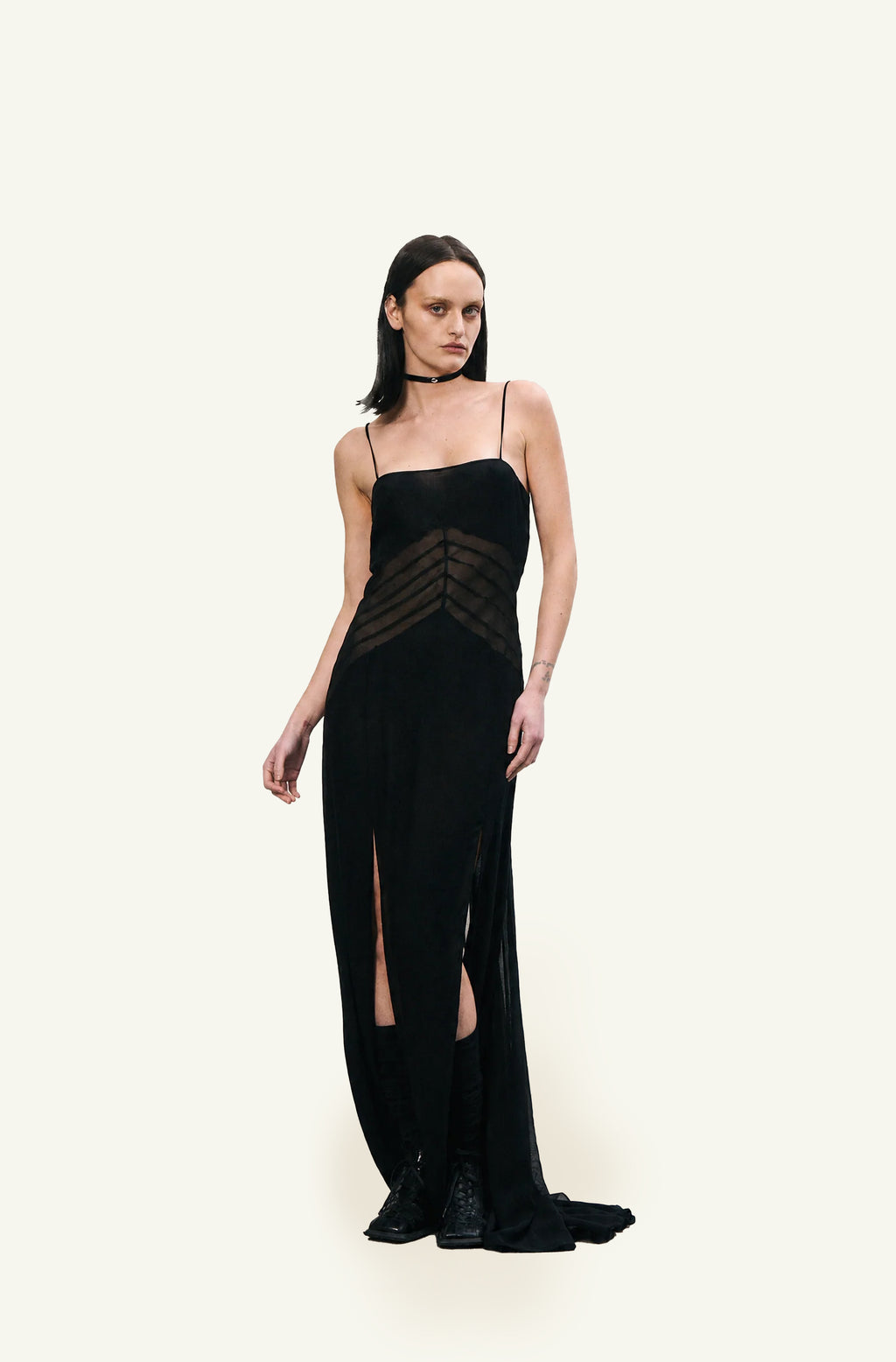 Nigredo sheer paneled dress