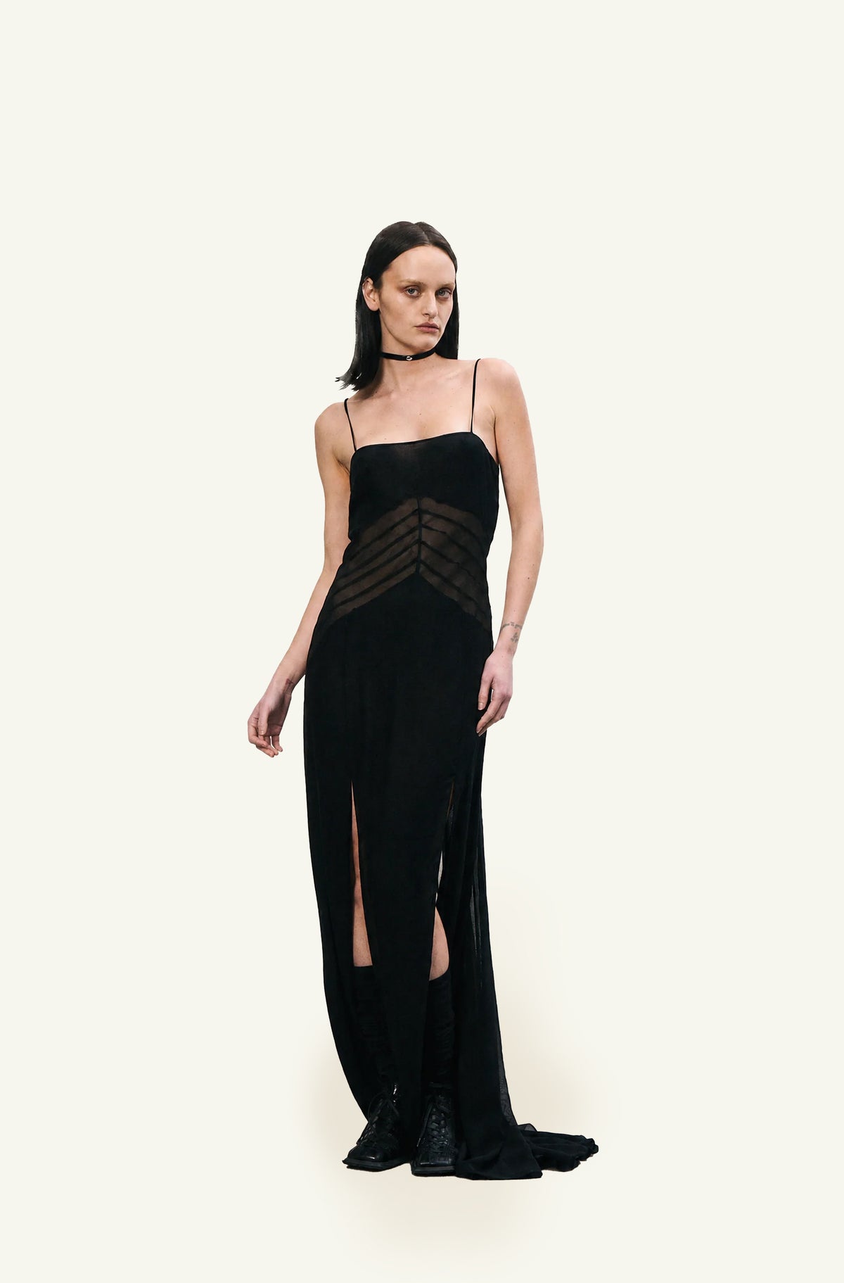 Nigredo sheer paneled dress