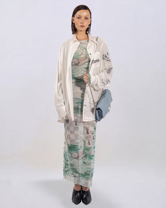 Dora Aqua long sleeves dress