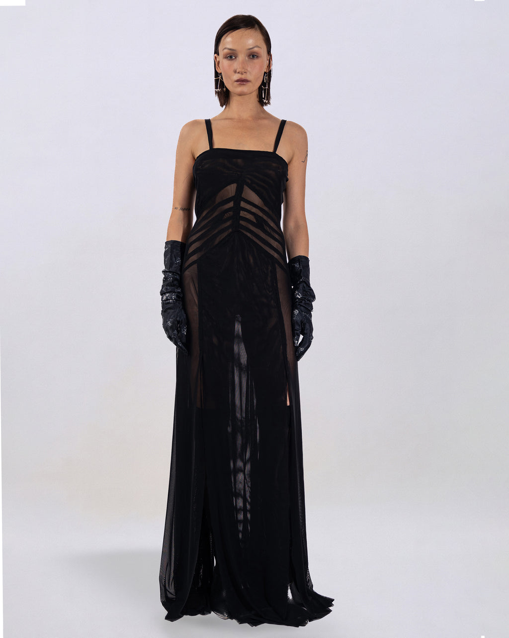 Leonora sheer paneled dress