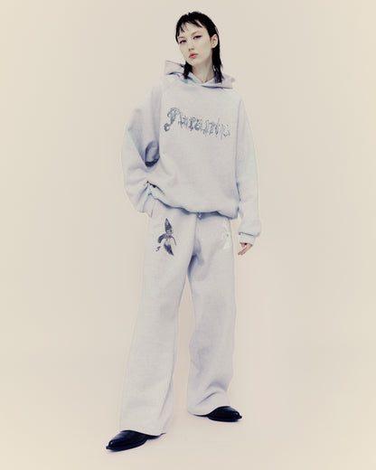 Gray swan printed sweatpants