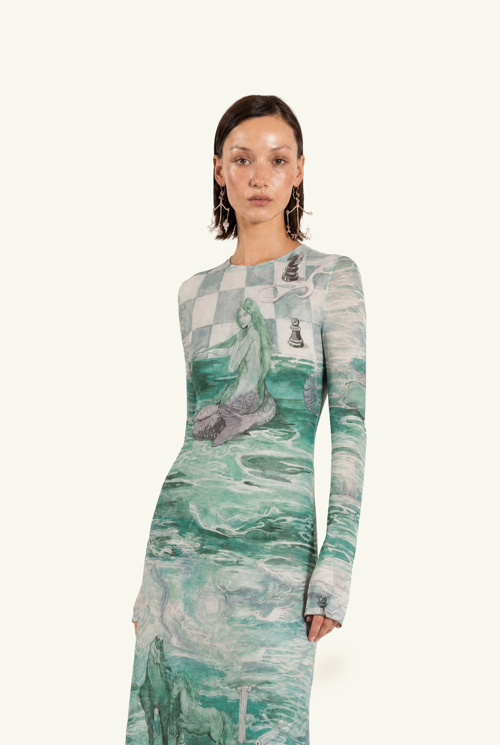 Dora Aqua long sleeves dress