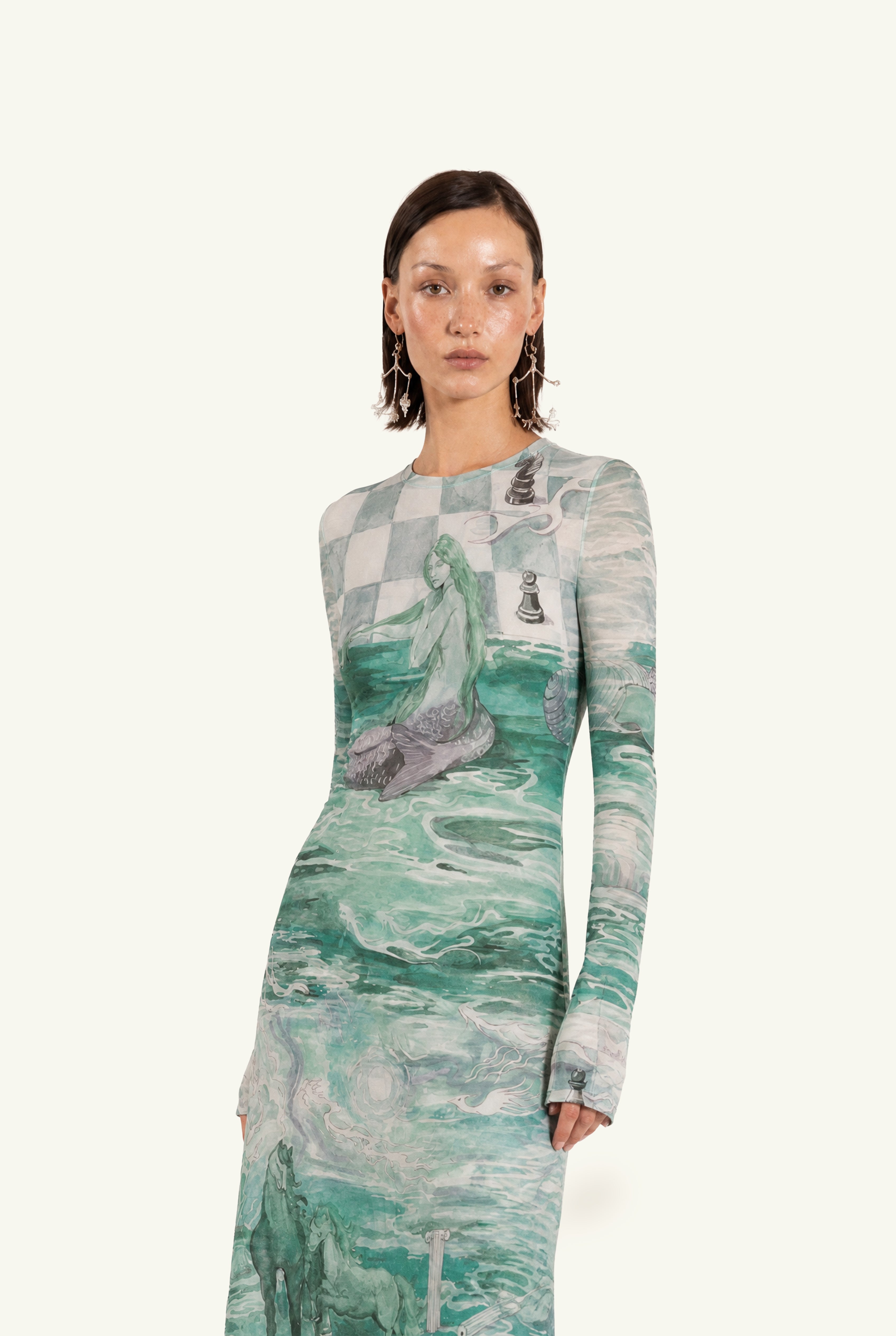 Dora Aqua long sleeves dress