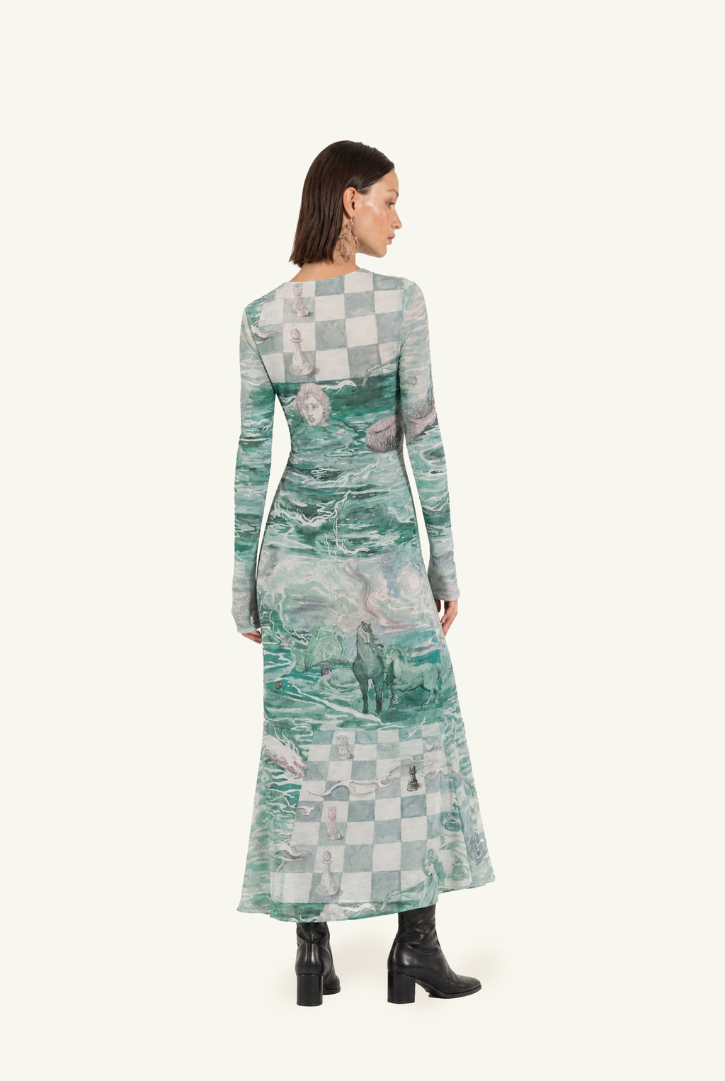 Dora Aqua long sleeves dress