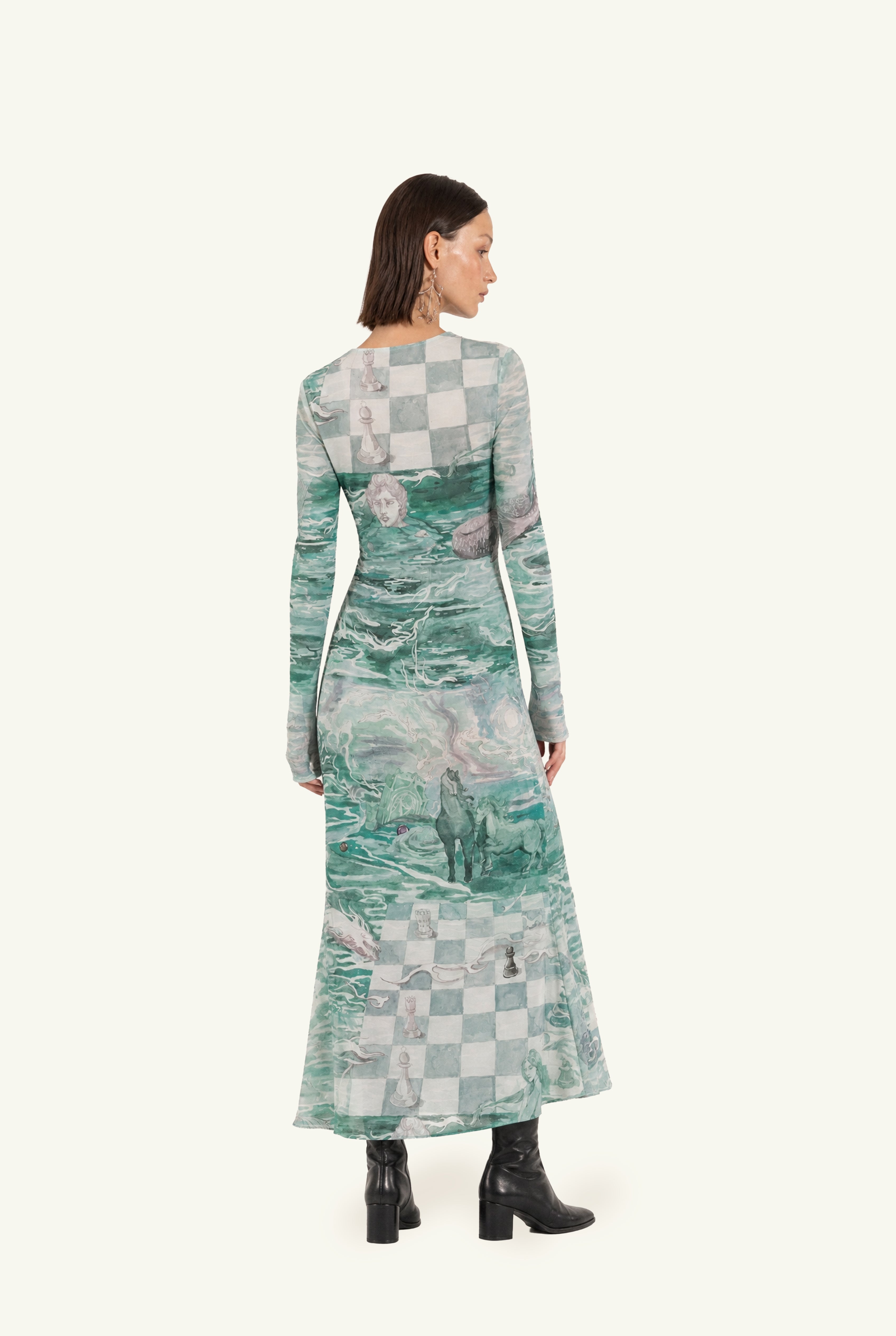 Dora Aqua long sleeves dress