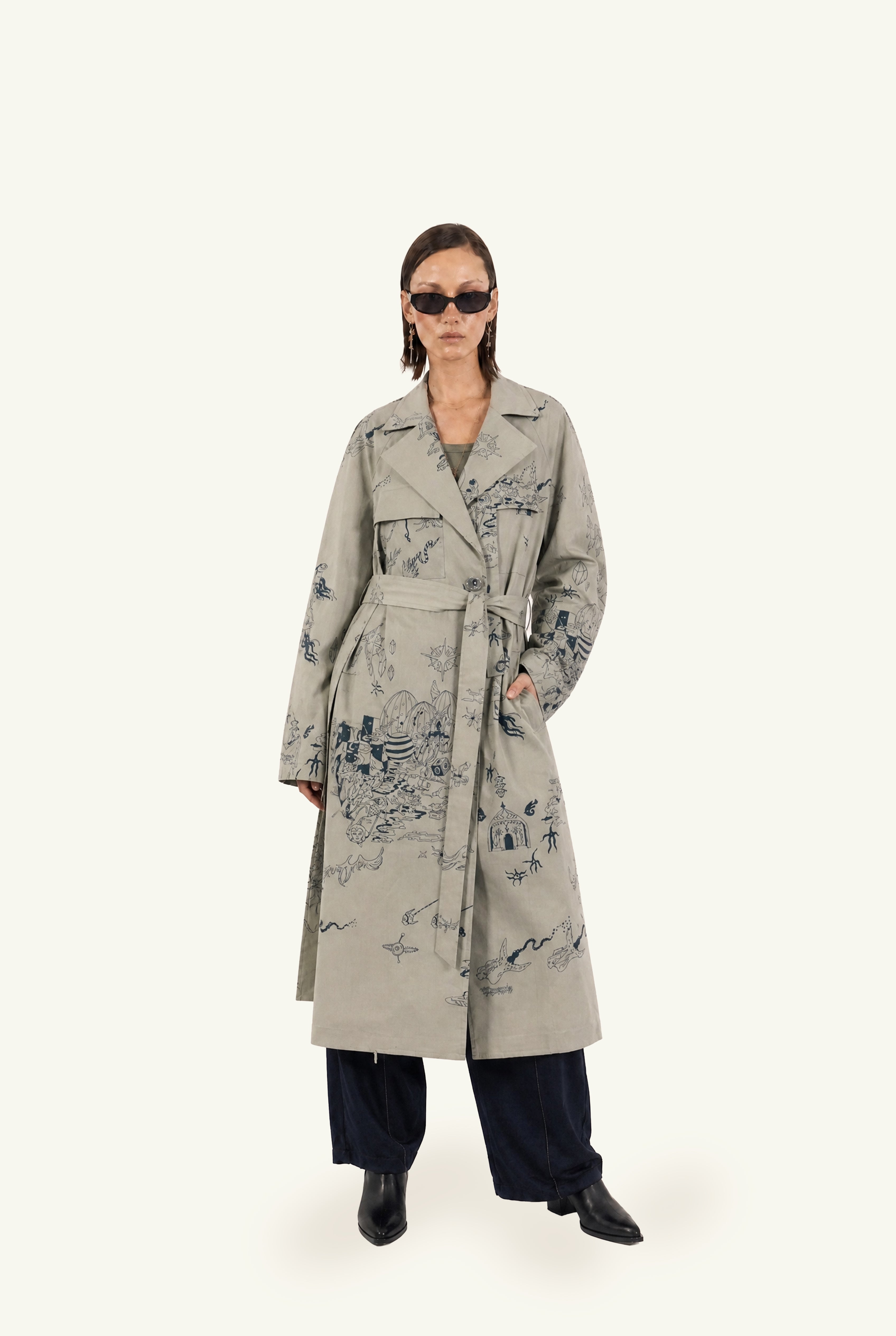 Membrane oversized trench coat