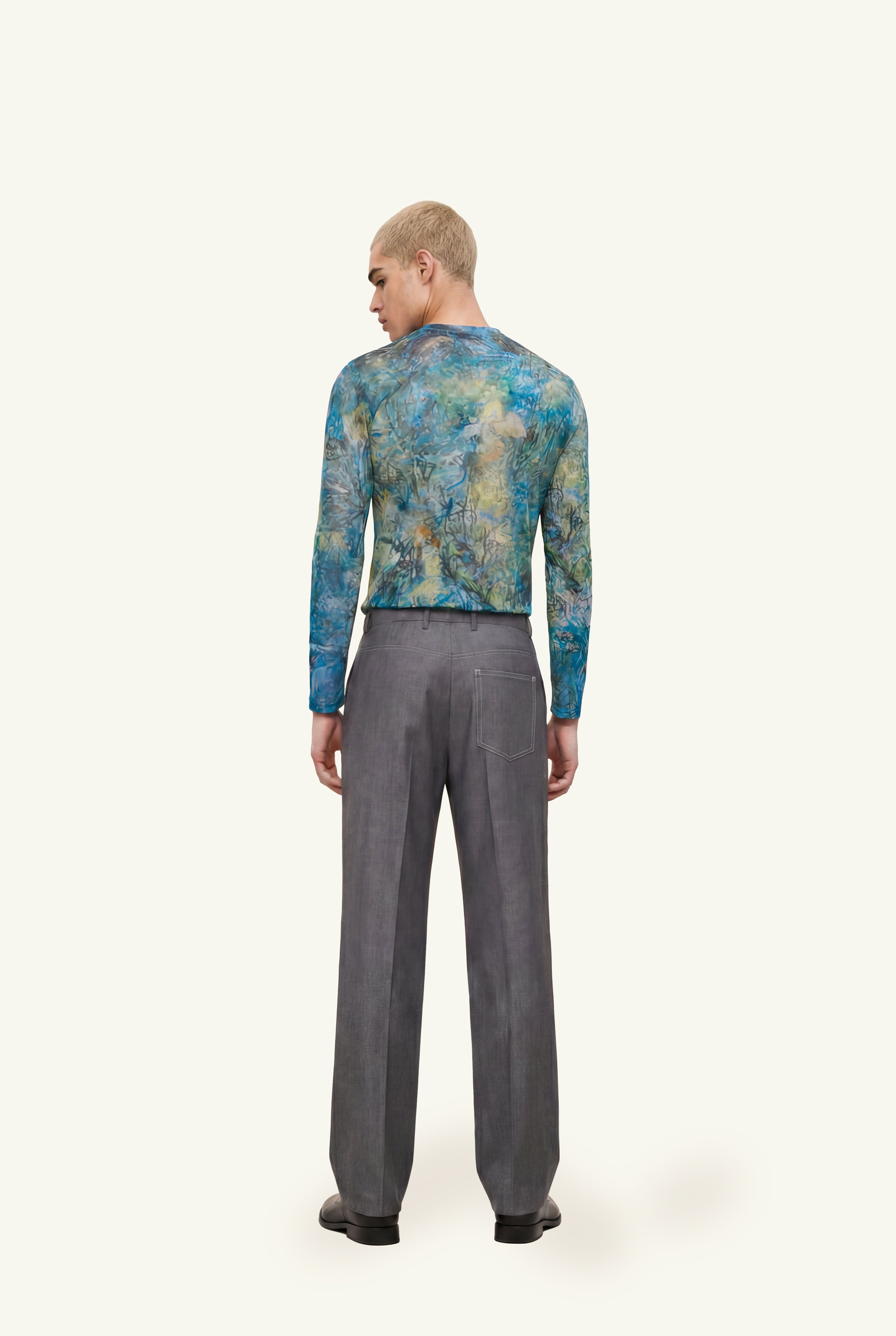 Regular fit mesh printed top