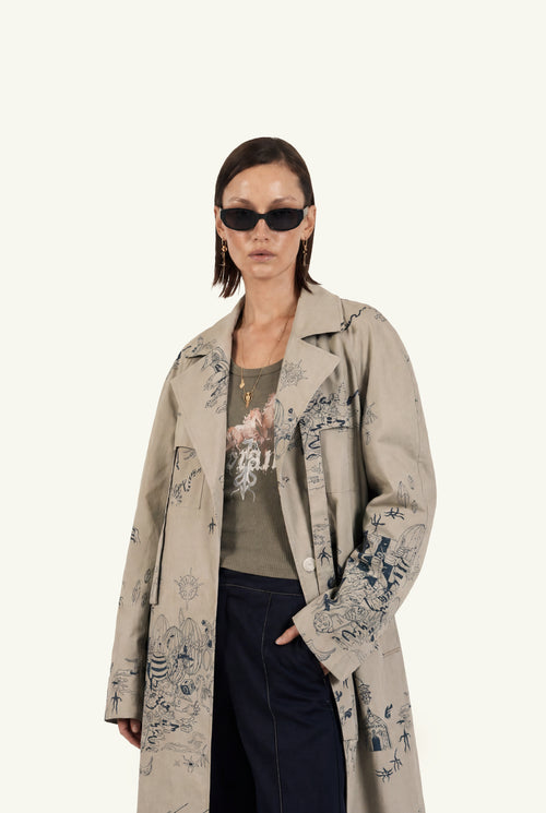 '70s sci-fi genderless trench-coat