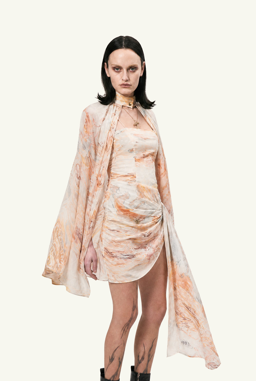 Dragon deconstructed cape dress