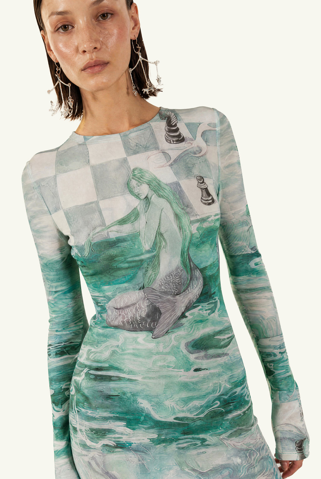 Dora Aqua long sleeves dress