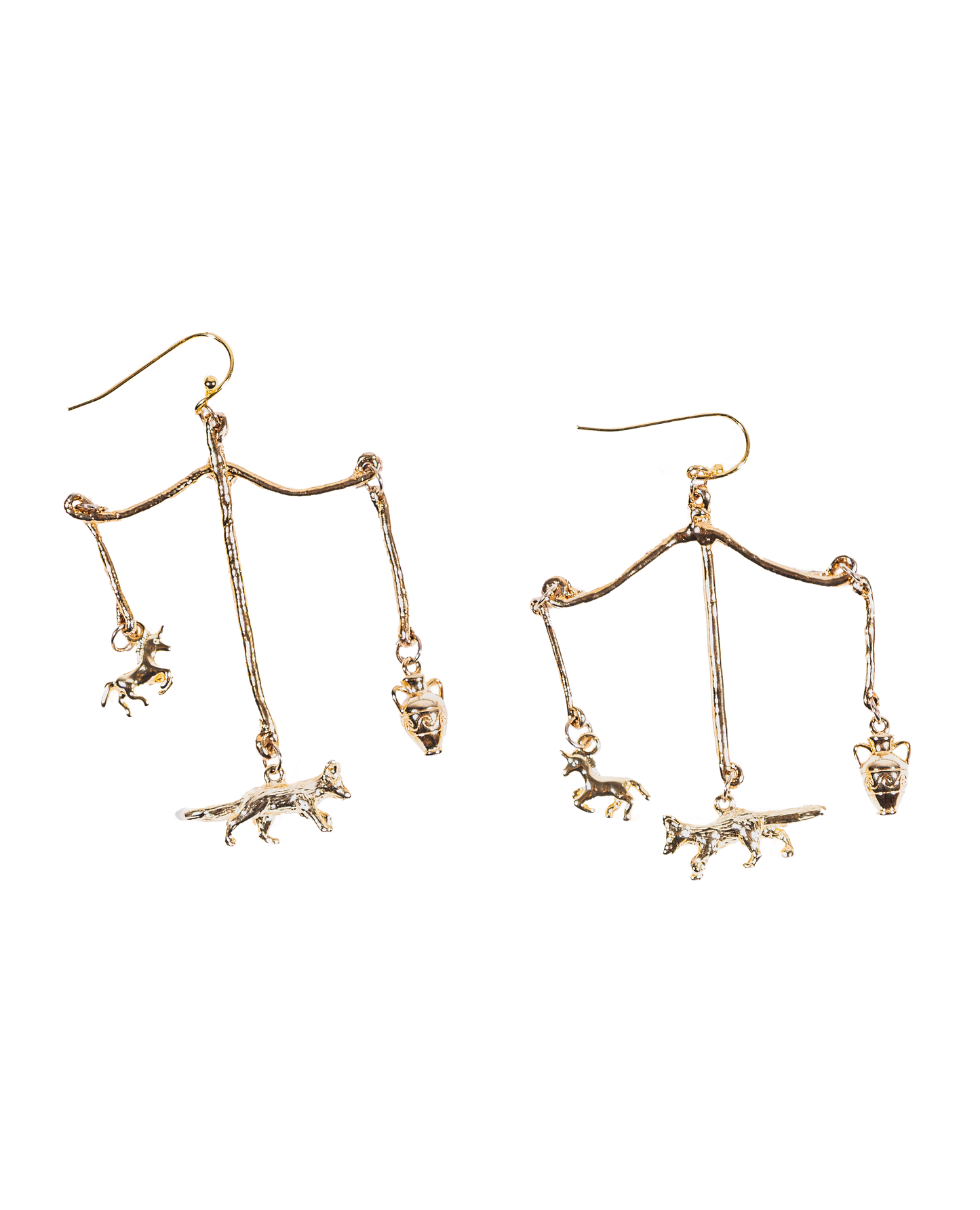 Fox and Amphora golden earrings